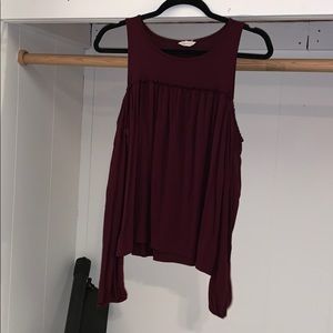Maroon cold shoulder top